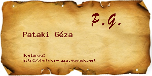 Pataki Géza névjegykártya